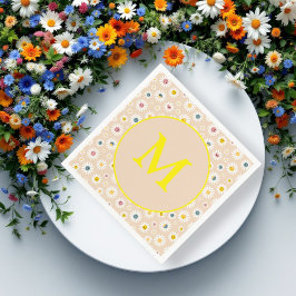 Personlig av färgstark monogram-mildrande Daisy Pappersservett