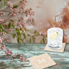 Personlig av färgstark monogram-mildrande Daisy Underlägg Papper Kvadrat
