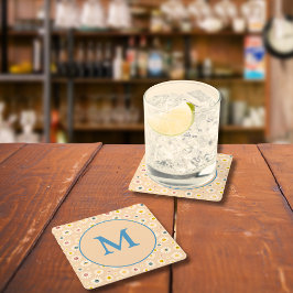 Personlig av färgstark monogram-mildrande Daisy Underlägg Papper Kvadrat