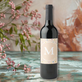 Personlig av färgstark monogram-mildrande Daisy Vinflaska Etikett