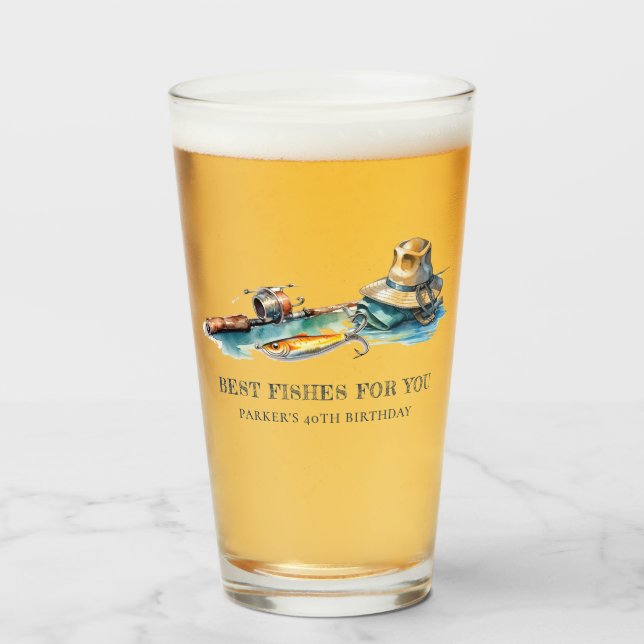 Personlig av fiskets Födelsedagsfest, roligt Glaskopp (Framsida fylld)