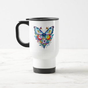 Personlig av fjäril och Blommigt Heart Resemugg