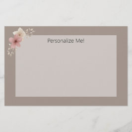 Personlig av  för svällning och Rosa Blommigt Brevpapper