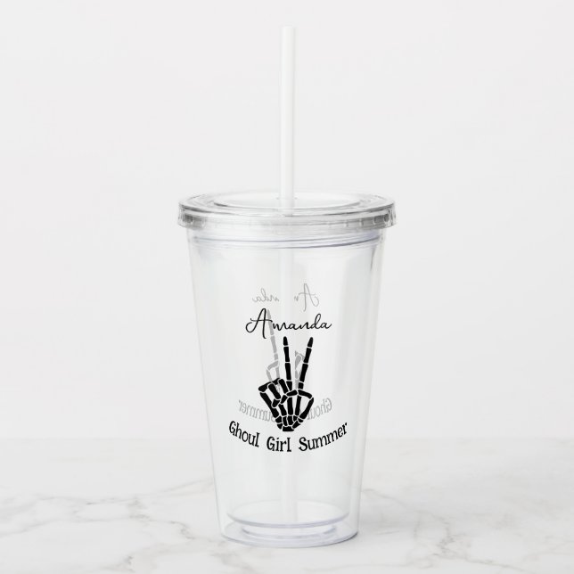 Personlig av Fredsteckenet Ghoul Girl Summer Skele Take Away Mugg (Framsida)