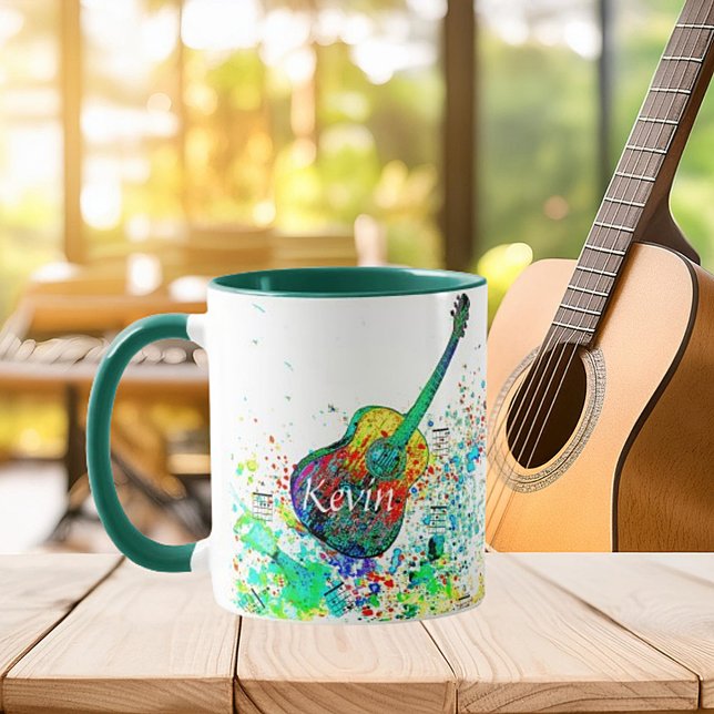 Personlig av gitarr och chords-platter mugg (Skapare uppladdad)