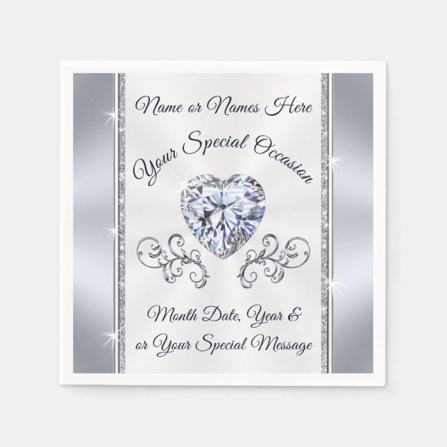Personlig av Gorgous Heart Diamond Napkins Pappersservett (Framsidan)