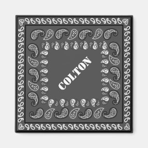 Personlig av Grått Westernare Paisley Bandana Magnet