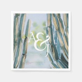 Personlig av Grönten Watercolor Bohemian Cactus Pappersservett