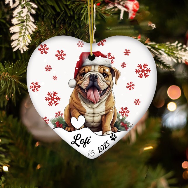 Personlig av julklapp, amerikansk Bulldog Julgransprydnad Keramik (Skapare uppladdad)