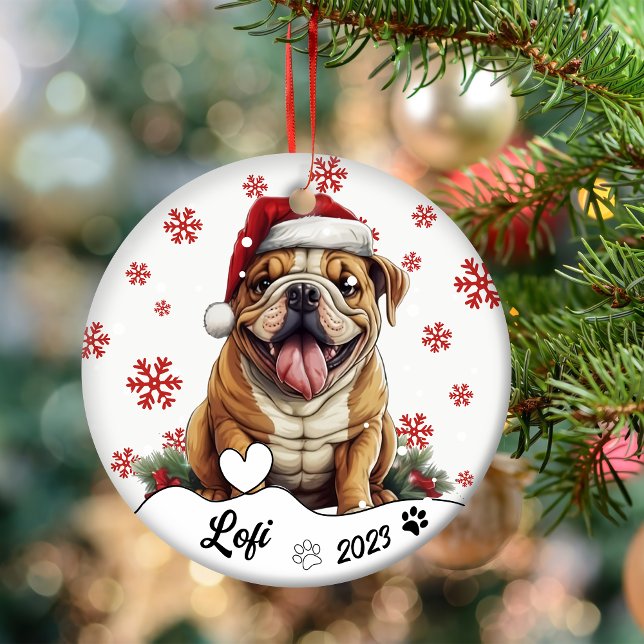 Personlig av julklapp, amerikansk Bulldog Julgransprydnad Keramik (Skapare uppladdad)