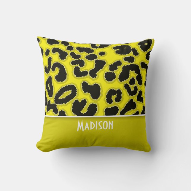 Personlig av kadmium-Gult, leopard-djur Kudde (Framsida)