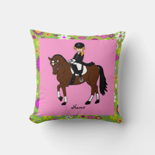 Personlig av karikatyr av Dressage Horse och Rider Kudde
