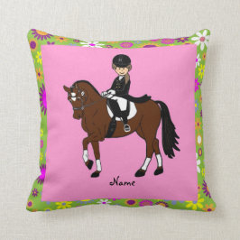 Personlig av karikatyr av Dressage Horse och Rider Kudde