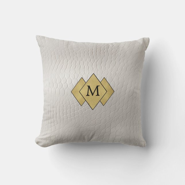 Personlig av klassad Elegant Faux White Leather Kudde (Framsida)