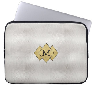 Personlig av klassad Elegant Faux White Leather Laptop Fodral