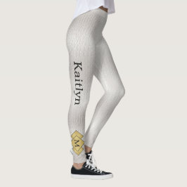 Personlig av klassad Elegant Faux White Leather Leggings