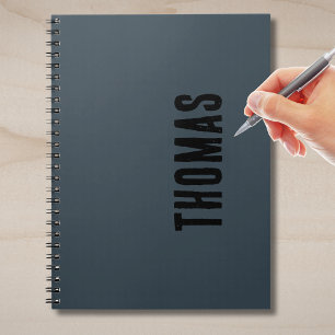 Personlig av kol-Grått minimalistiskt Namn Anteckningsbok