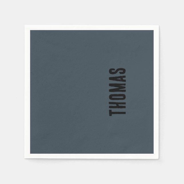 Personlig av kol-Grått minimalistiskt Namn Pappersservett (Framsidan)