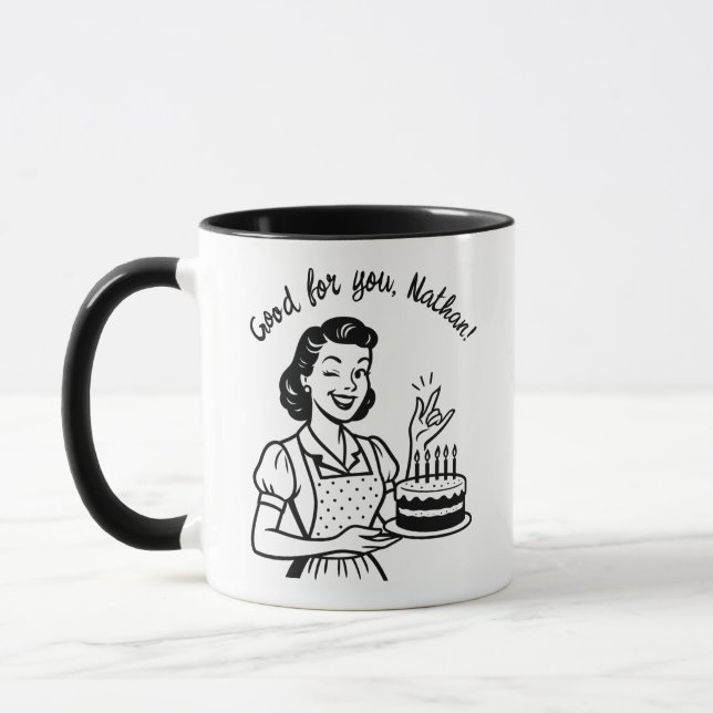 Personlig av kummel från Retro Birthday Coffee Mugg (Vänster)