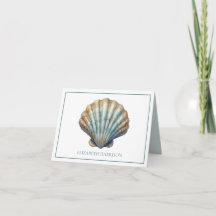 Personlig av kustblå Scallop Seashell