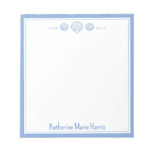 Personlig av kustblått och scallop Seashells