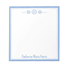 Personlig av kustblått och scallop Seashells Anteckningsblock