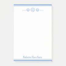 Personlig av kustblått och scallop Seashells