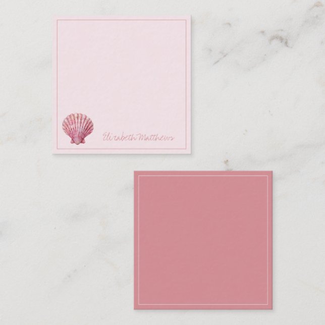 Personlig av kustnära Rosa Seashell Anteckningskort (Fram/baksida)