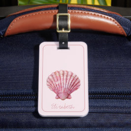 Personlig av kustnära Rosa Seashell Bagagebricka