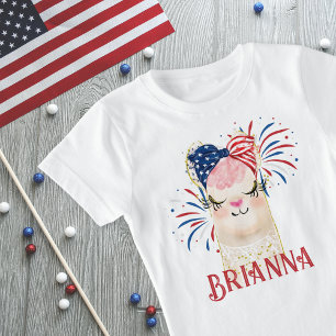 personlig av lama Flagga Hårsnodd och Fireworks T Shirt