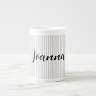 Personlig av lätt Grått och vitt Rand Benporslin Mugg