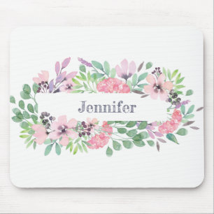 Personlig av lavender-blomma med vacker vattenfärg musmatta