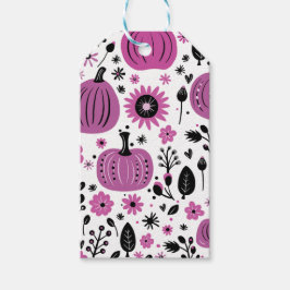 personlig av lila pumpa och fallblomma presentetikett