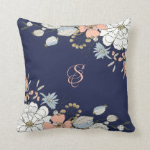 Personlig av marin  Rosa, blå Blommigt, monogram