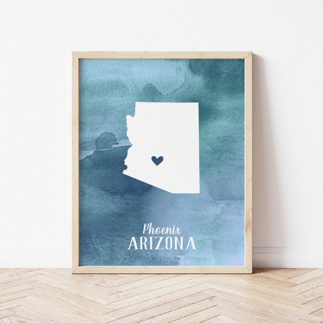 Personlig av  med blå vattenfärg i Arizona Karta S Poster (Skapare uppladdad)
