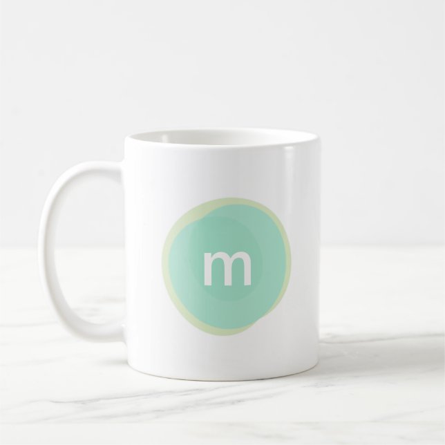 Personlig av monogram Anpassningsbar i Mint och Gr Kaffemugg (Vänster)