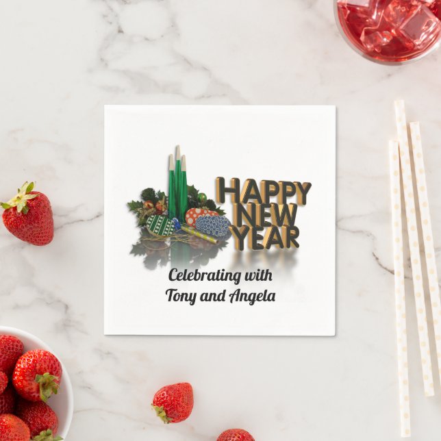 Personlig av nyårsmyggor pappersservett (Insitu)