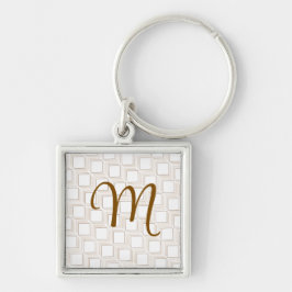 Personlig av nyckelkedja för benvita tumlingsrutor fyrkantig silverfärgad nyckelring