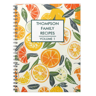 Personlig av orange tangerina citrusfrukter Recipe Anteckningsbok