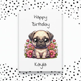 Personlig av Pug and Coloring Page Birthday Kort