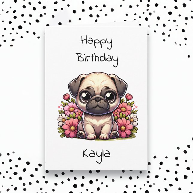 Personlig av Pug and Coloring Page Birthday Kort (Skapare uppladdad)