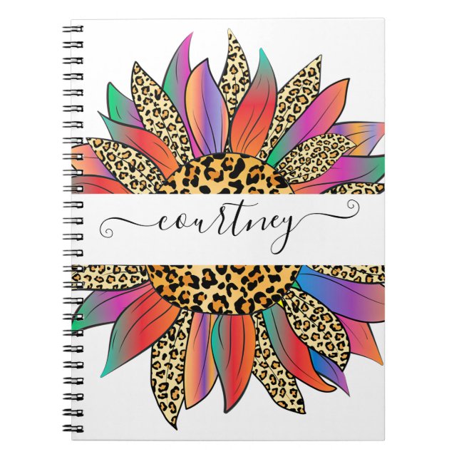 Personlig av regnbåge och leopard anteckningsbok (Framsidan)