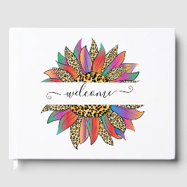 Personlig av regnbåge och leopard gästböcker