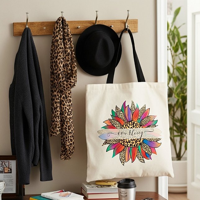 Personlig av regnbåge och leopard i påsen tygkasse (Skapare uppladdad)