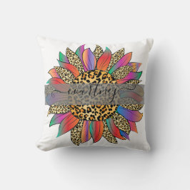 Personlig av regnbåge och leopard kudde