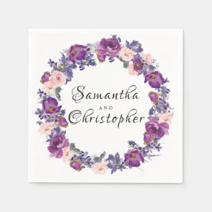 Personlig av rosa och Lila Ro Blommigt Pappersservett