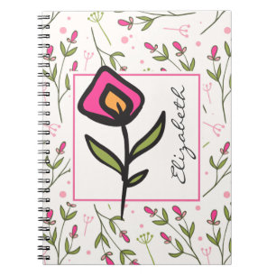 Personlig av Rosa och Orange Petals Anteckningsbok Med Spiral