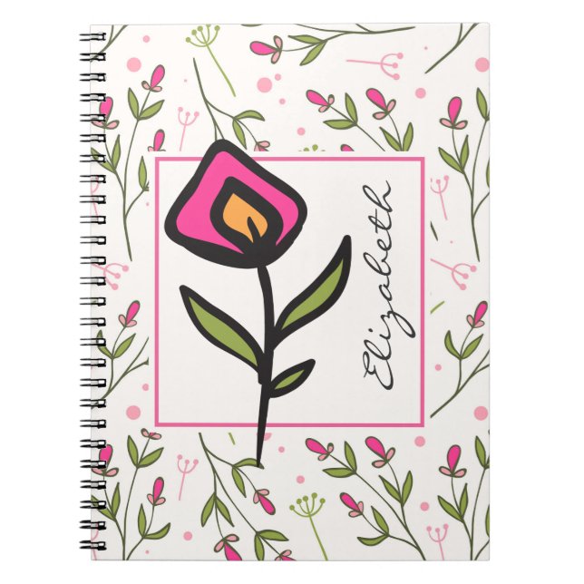 Personlig av Rosa och Orange Petals Anteckningsbok Med Spiral (Framsidan)