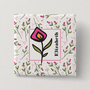 Personlig av Rosa och Orange Petals Knapp