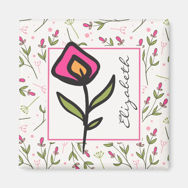 Personlig av Rosa och Orange Petals Magnet (Framsidan)